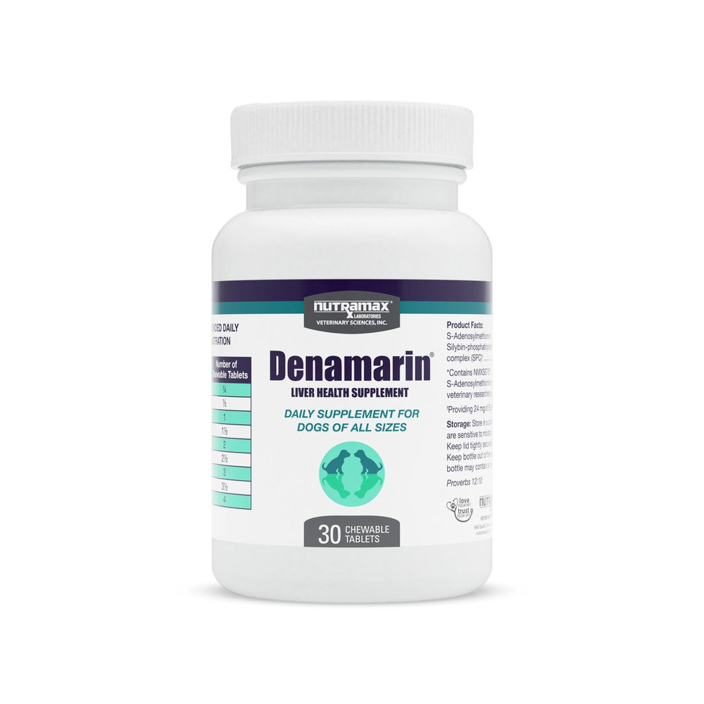 Denamarin Nutramax: boîte contenant les comprimés chien, soutien possible du foie.