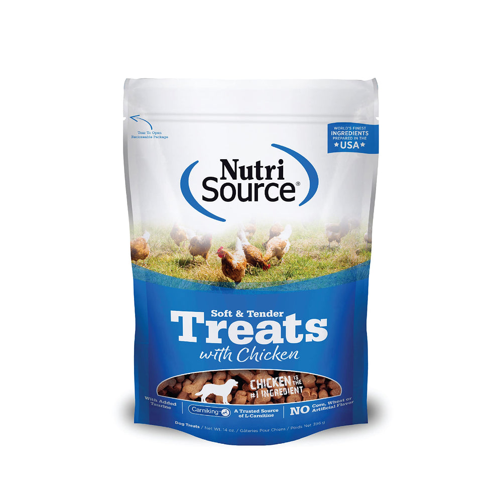 Nutri-Source TU80020 paquets poulet, texture douce idéale pour récompenser votre chien.