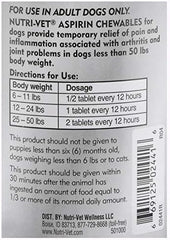 Nutri-Vet Aspirine pour chiens, utilisation quotidienne facile lors des sorties.