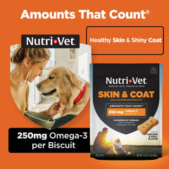 Biscuits Nutri-Vet riches en oméga-3 pour pelage brillant.