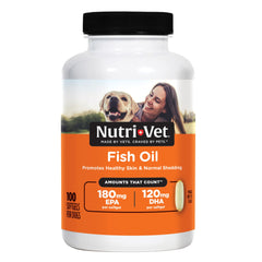Nutri-Vet Huile Poisson Gelules Bouteille: supplément quotidien pour le pelage et la peau.