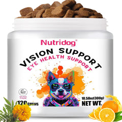 Nutridog boîté compléments yeux chien, soutien quotidien pour la vision et la clarté.
