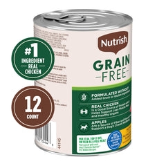 Nutrish boîte pâté poulet-pomme 13oz, présentation prête à servir en repas complet.