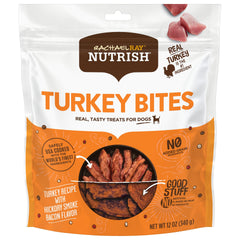 Nutrish Bouchées Dinde au Bacon Fumé dans un sac pratique.
