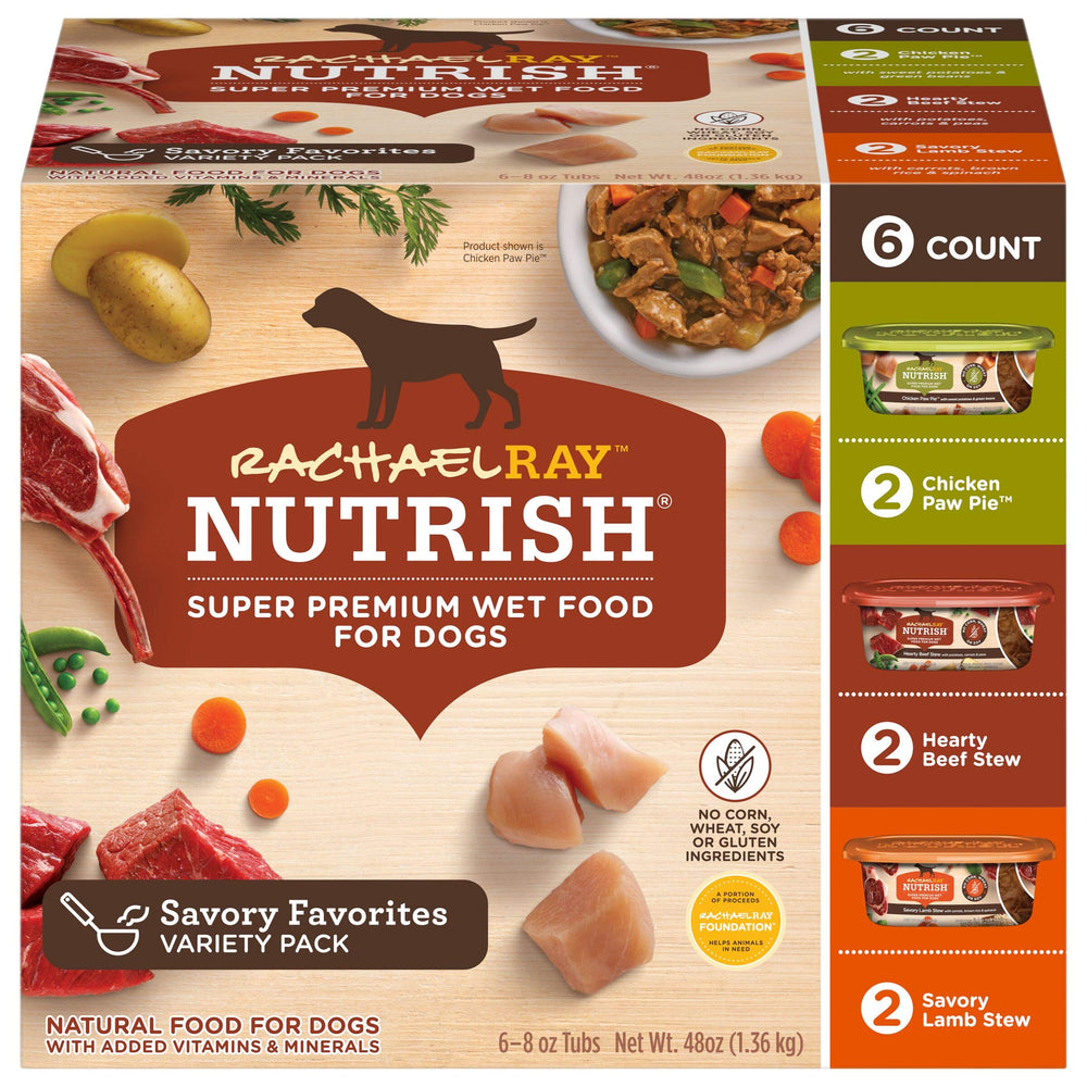 Nutrish ensemble de 6 pots de 8 oz pour chien, variété complète et naturelle.