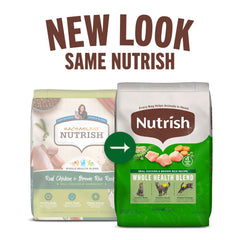 Ingrédients Nutrish: poulet et riz brun pour une alimentation équilibrée du chat.