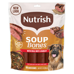 Nutrish Os-Soupe boeuf et orge, bouchées faciles à mâcher pour chiens.