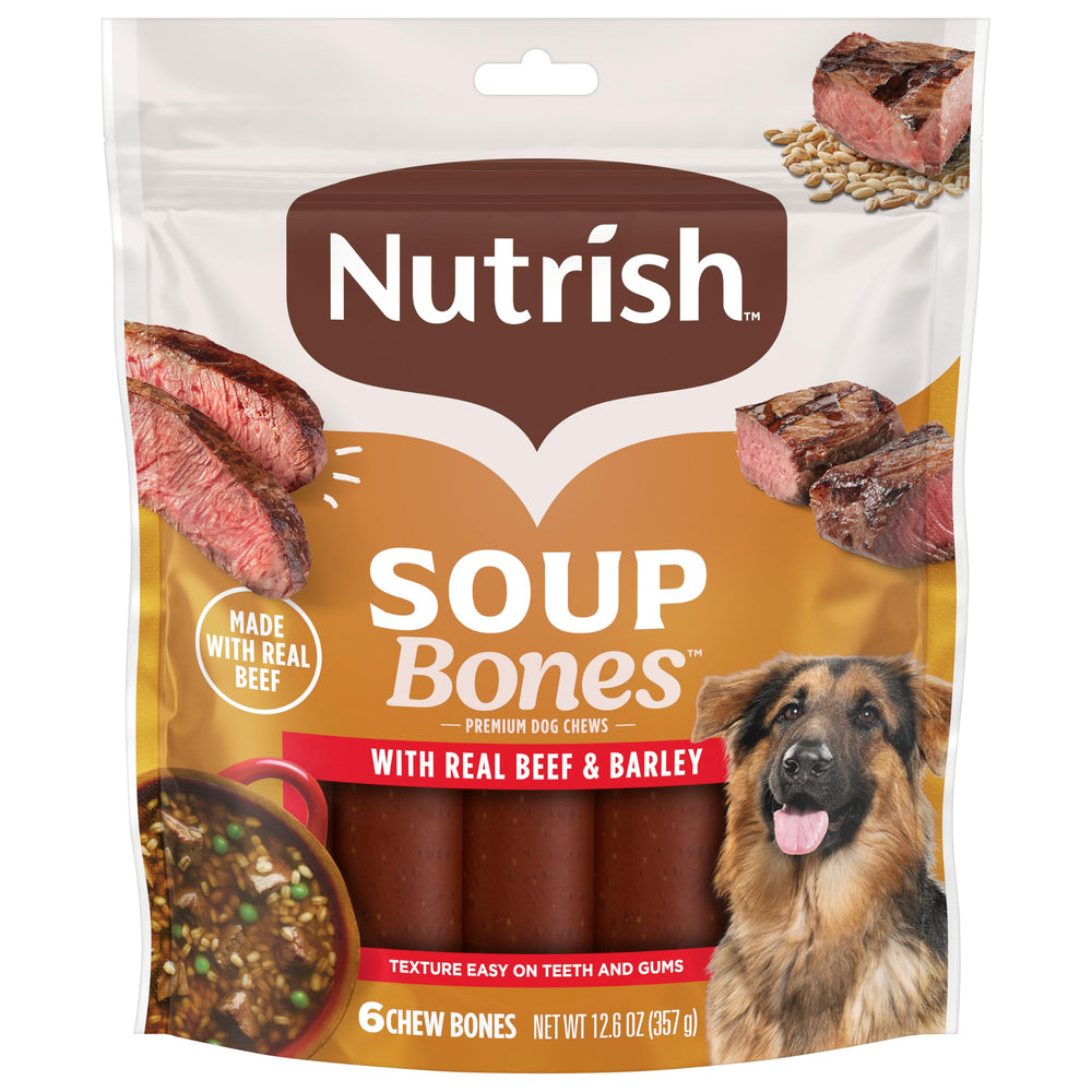 Nutrish Soup Bones emballage refermable pour conserver les friandises.
