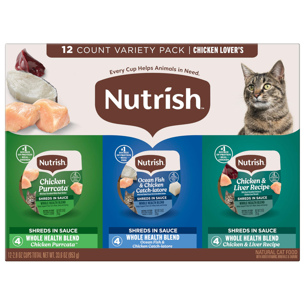 Nutrish Purrcata au poulet, bouchée appétissante pour chat actif.