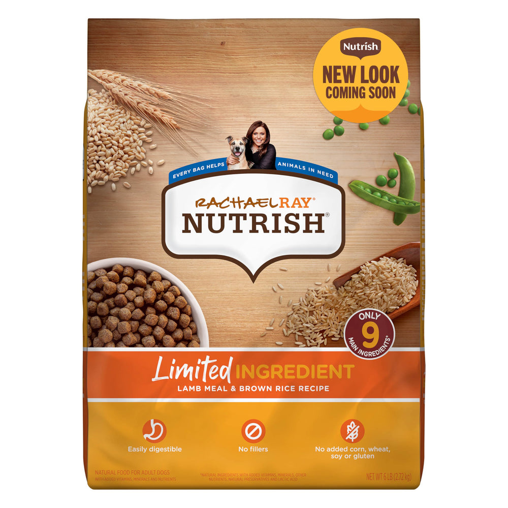 Nutrish Recette agneau et riz brun, sac 6 lb, nourriture simple et savoureuse.