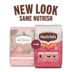 Bol servi avec croquettes Nutrish saumon et légumes, goût appétissant.