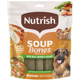 Nutrish Soup Bones emballage refermable avec poulet réel et légumes, idéal pour récompenser votre chien.