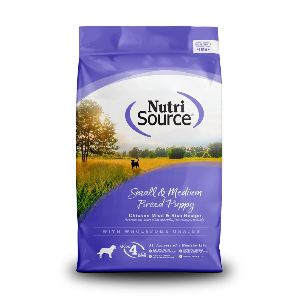NutriSource chiot sac 12lb — emballage pratique pour démarrer l'alimentation