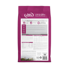 Croquettes NutriSource chat et chaton poulet-riz, texture croquante et appétence.