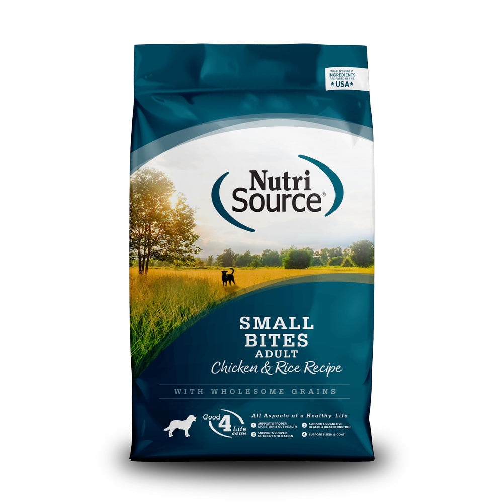 NutriSource Petits Morceaux Poulet et Riz – sac 5,4 kg, repas quotidien pratique.