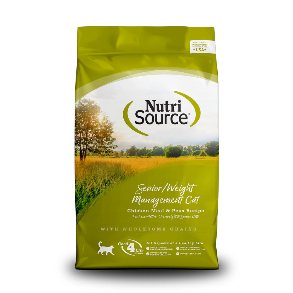 NutriSource Senior Chat – sac 12 lb poulet et pois, soutien potentiel au contrôle du poids