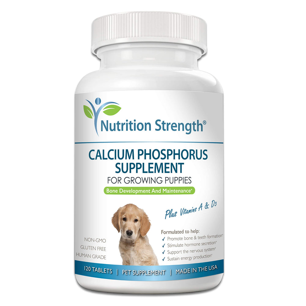 Nutrition Strength Calcium et Phosphore: bouteille-tablettes prête à soutenir le développement osseux des chiens