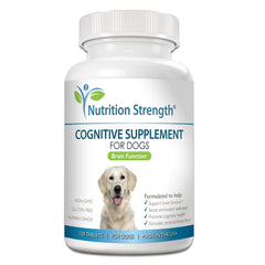 Nutrition Strength comprimés à croquer en bouteille pour chien, soutien cérébral potentiel.