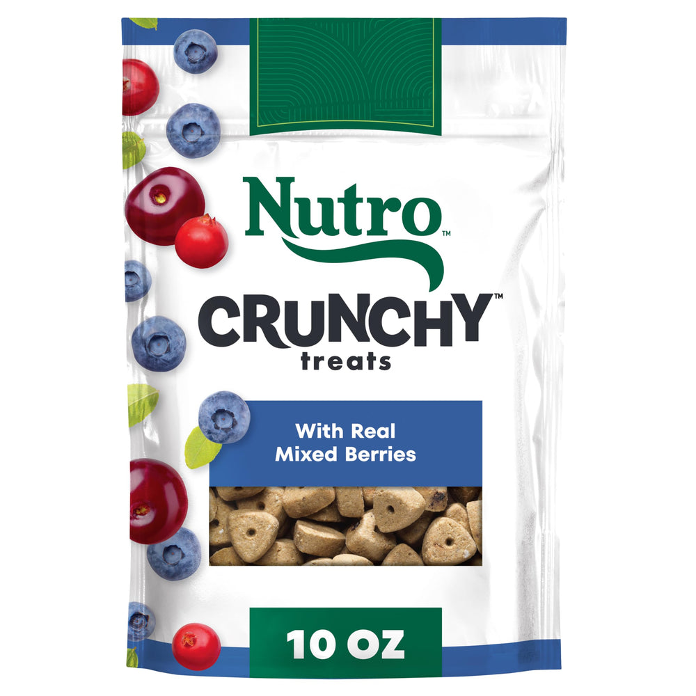 Friandises croquantes Nutro pour chien – baies mélangées, récompenses savoureuses.