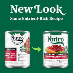 Nutro Hearty Stew: tomates et carottes avec boeuf, source naturelle de protéines.