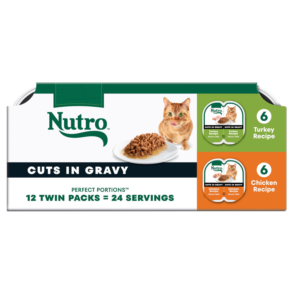 Nutro Perfect Portions dinde sur plateau, hydratation et saveur pour chat adulte.