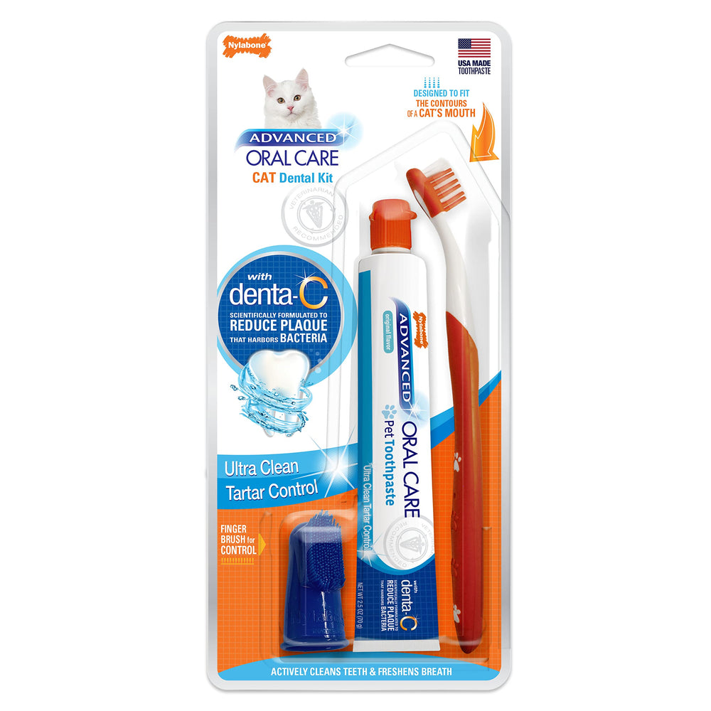 Nylabone Advanced Oral Care Chat: brosse-angle pour nettoyer les petites bouches et prévenir plaque.