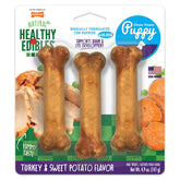 Nylabone Healthy Edibles emballage saveur dinde et patate douce pour chiots.