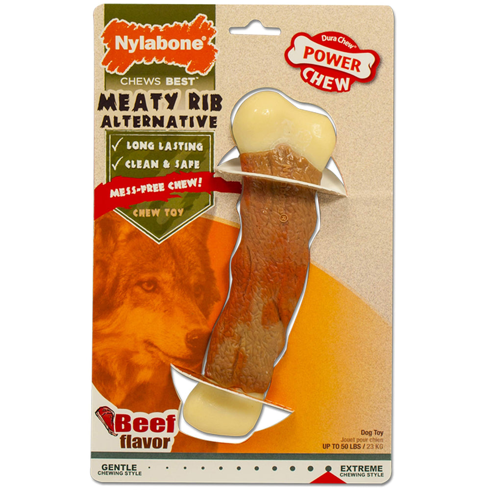 Jouet Nylabone Rib Saveur Boeuf pour chien grand, satisfaisant et durable