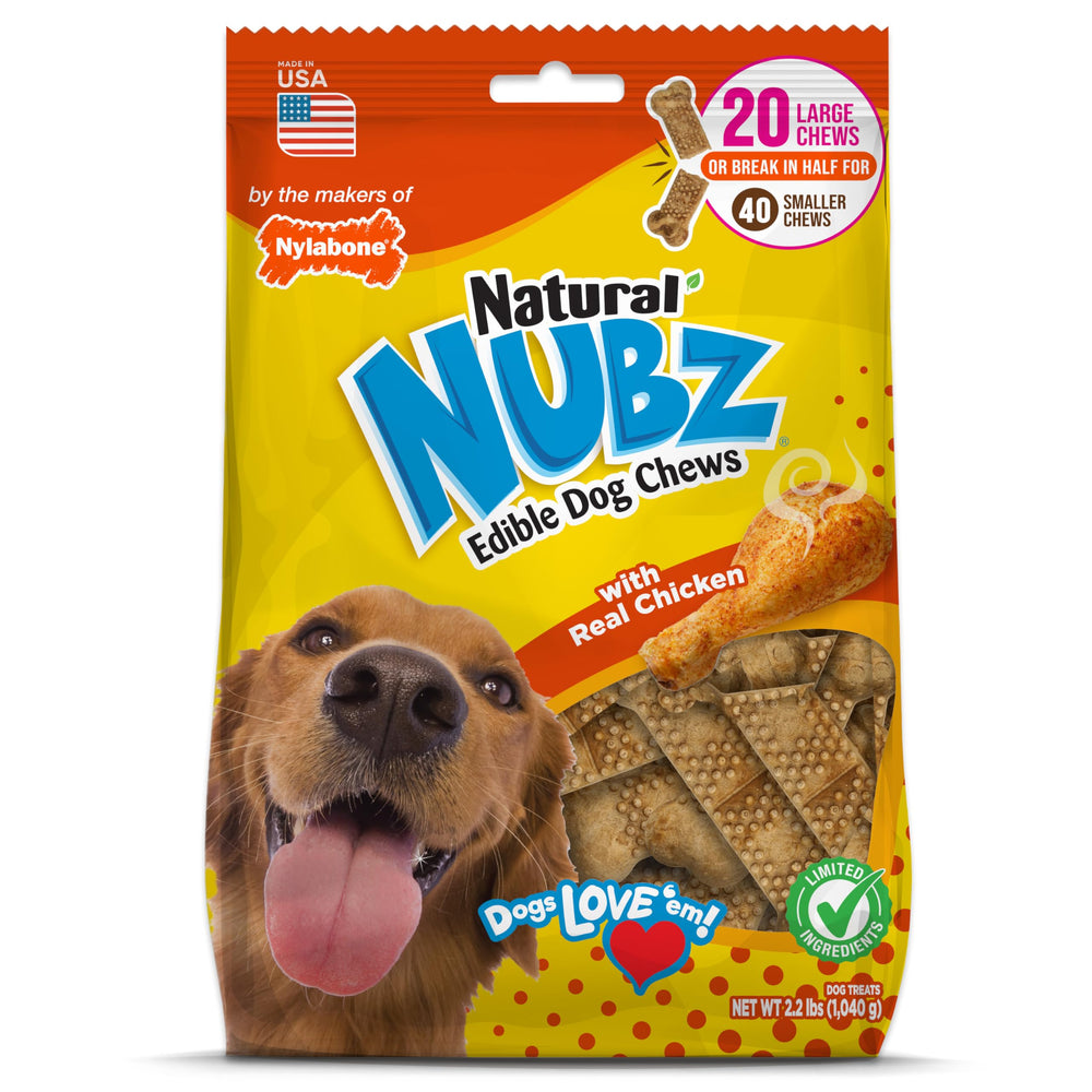 Nylabone Nubz emballage poulet pour gros chien, 20 pièces.
