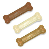 Nylabone os-flexi à mâcher, gros plan sur texture moelleuse, idéale pour mastication modérée.