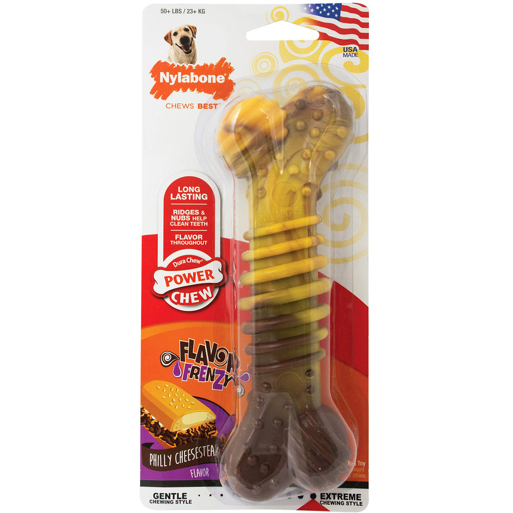 NyLabone Philly Cheesesteak avec rainure durable, parfait pour sessions prolongées de mastication.