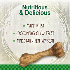 Nylabone venison-mastication-prolongee, texture satisfaisante pour chiens puissants.