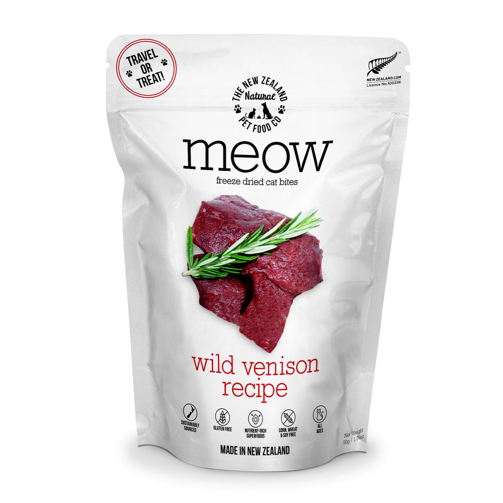 Emballage The New Zealand Natural Pet Food Co Meow, pratique et facile à ranger.