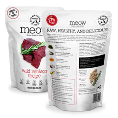 Texture sèche venaison The New Zealand Natural Pet Food Co Meow, croquante et appétente.