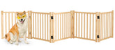 Barriere pour chien Oapety en bois naturel, prête à l'installation sans outils.