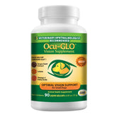 Ocu-GLO, bouteille avec étiquette, soutien quotidien des chiens.