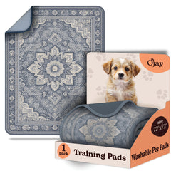 Tapis O'JAY lavable, gris floral, protection durable contre les pipis et déversements.