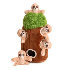 Le tronc-cache-okegztoa: jouet chien interactif avec peluches sifflantes.