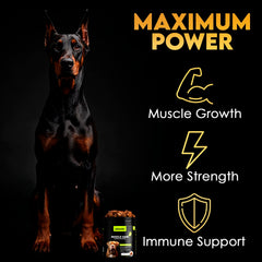OKKÖBI 11-en-1 bouchées muscle, avant-après potentiel pour chiens actifs.