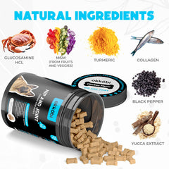 OKKÖBI bouchées glucosamine pour articulations chien, aide potentielle pour les mouvements quotidiens.