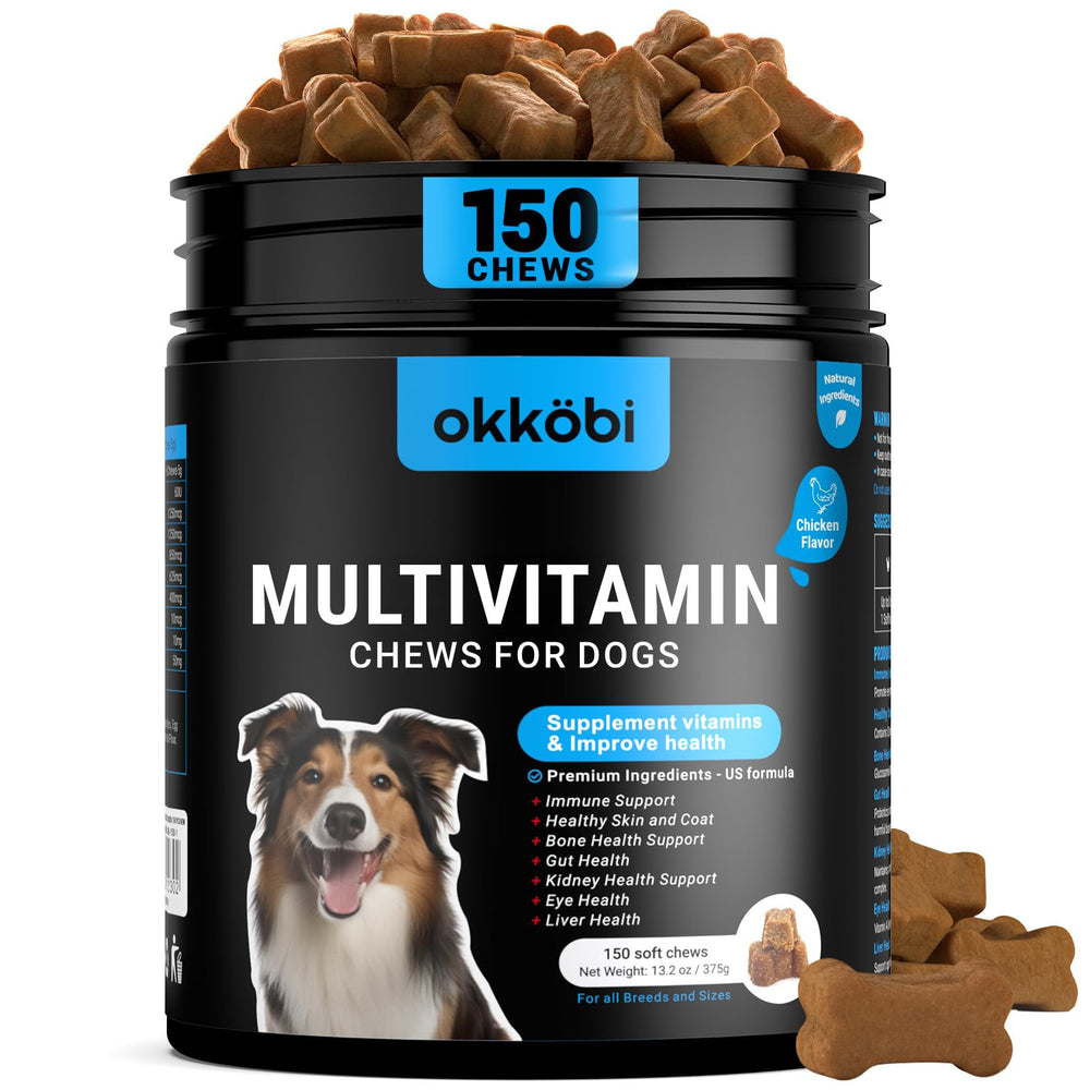 OKKÖBI comprimés masticables multivitamines 150 pour le soutien général du chien.