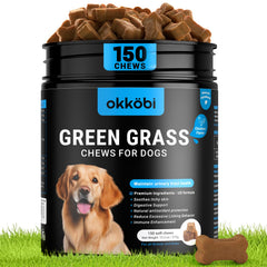 OKKÖBI friandises pelouse verte: soutien potentiel à l'équilibre urinaire et gazon sain.