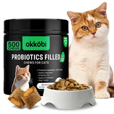 OKKÖBI probiotiques pour chats – emballage des bouchées au saumon