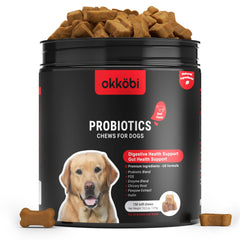 OKKÖBI Probiotiques pour Chiens, emballage boeuf, démarrage facile et pratique.
