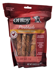 Friandises Ol' Roy Twists porc et poulet enveloppés, texture croquante et arôme appétissant.