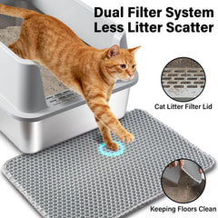 Olacat bac-litière inox nettoyage facile surface lisse