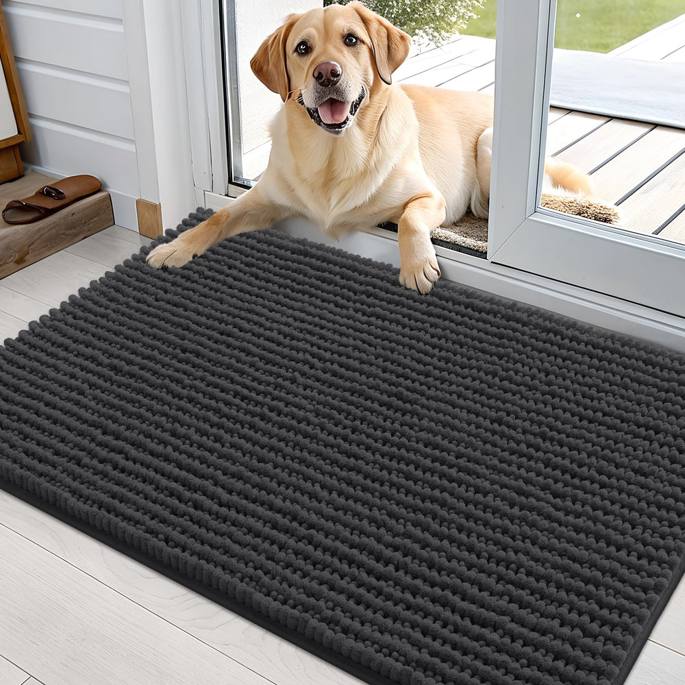 OLANLY tapis de porte en chenille absorbant pour sols propres