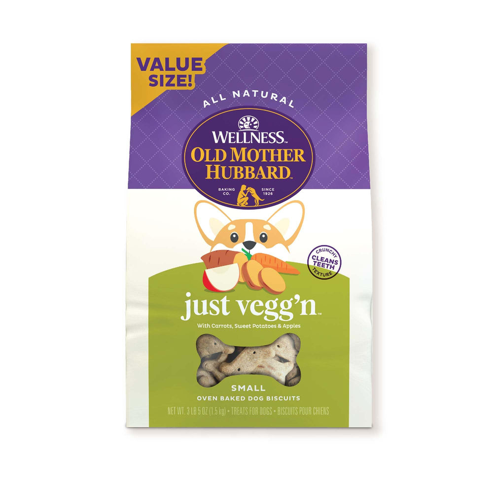 Old Mother Hubbard Biscuits mini croquants carotte-patate-douce-pomme et saveur naturelle.