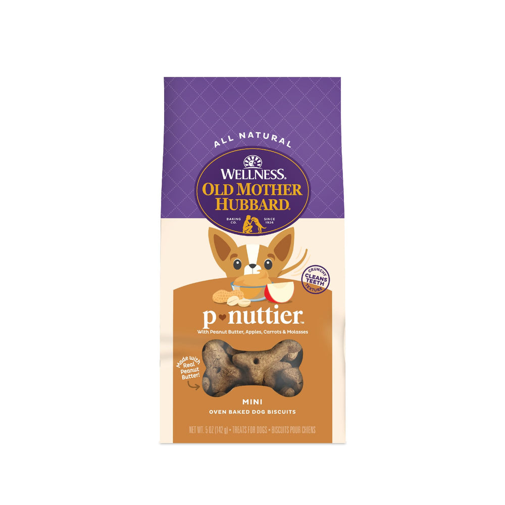 Old Mother Hubbard P-Nuttier mini biscuits, emballage pratique pour l'entraînement.