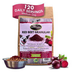emballage olewo betteraves rouges granules pour chien, pratique et prêt à ajouter